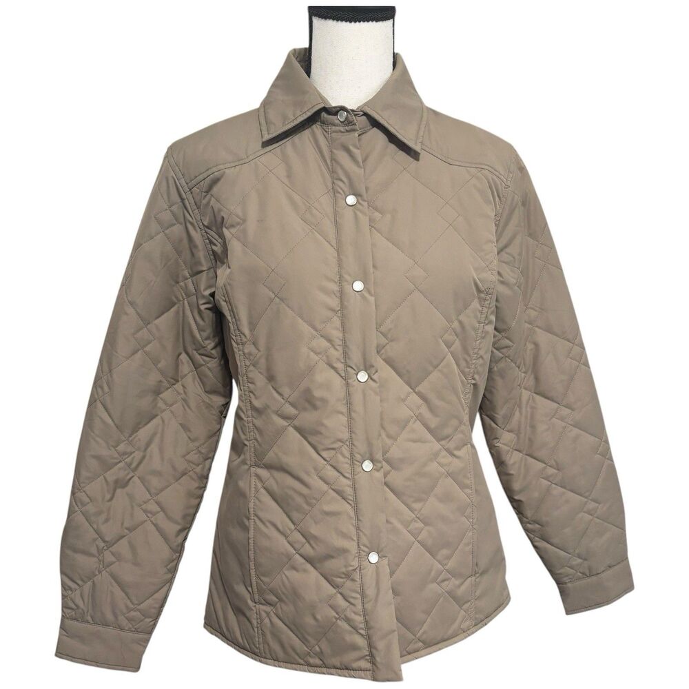 Cabela's Diamond-Quilted Jacket Dark Beige Sz M Snap Close